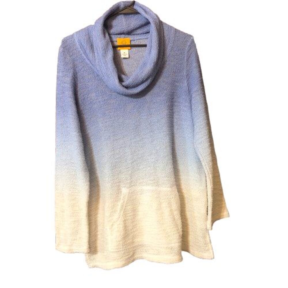 Ruby Rd Womens Cowl Neck Top Size Medium Gradient Blue Long Sleeves